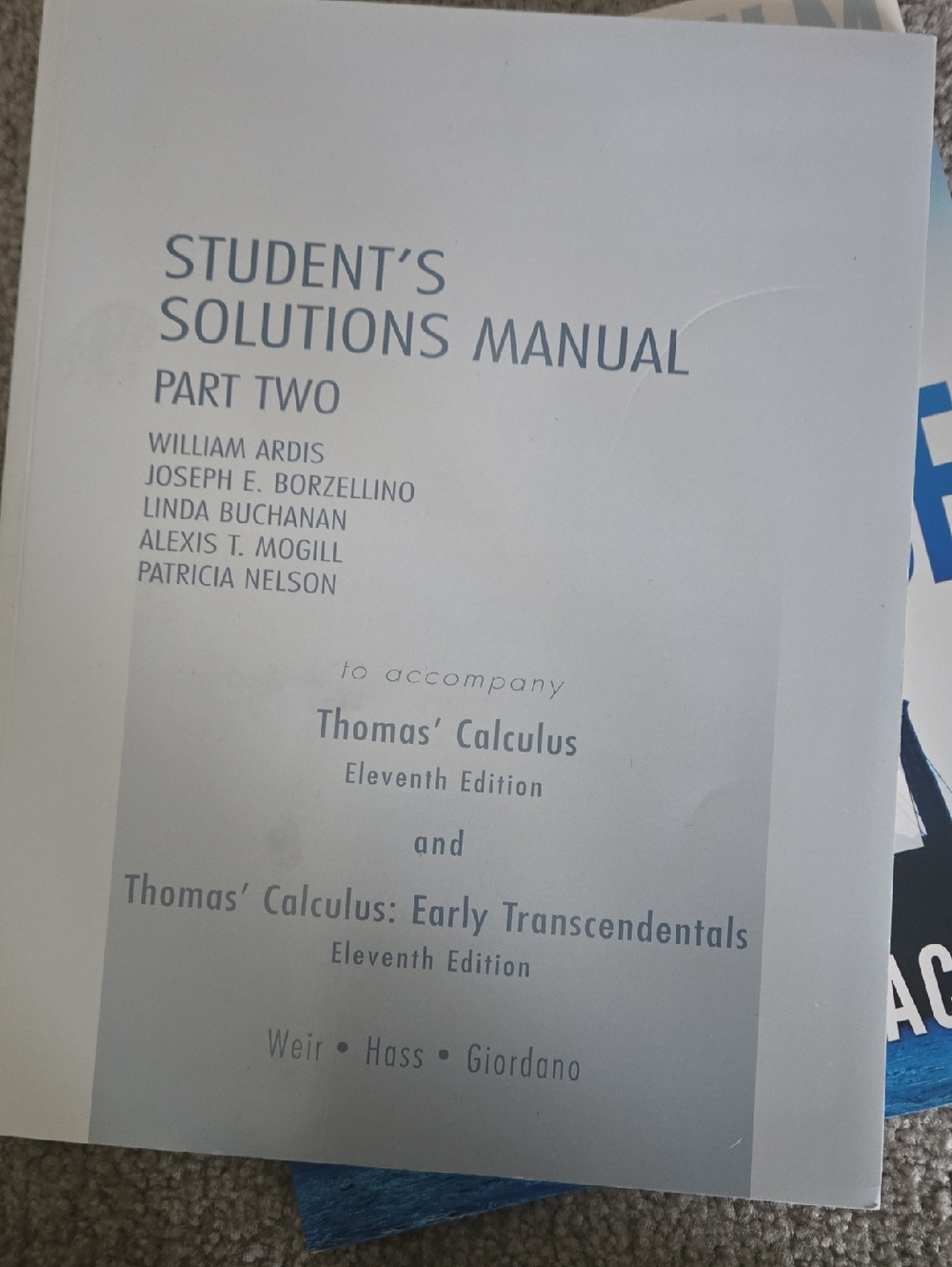 Student's Solutions Manual Part Two - Light Gray & Blue Text